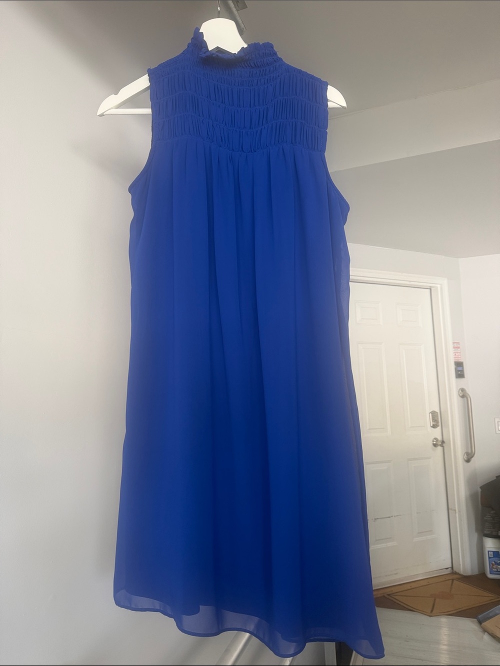 1. State Royal Blue Sleeveless Smocked Neck Chiffon Dress